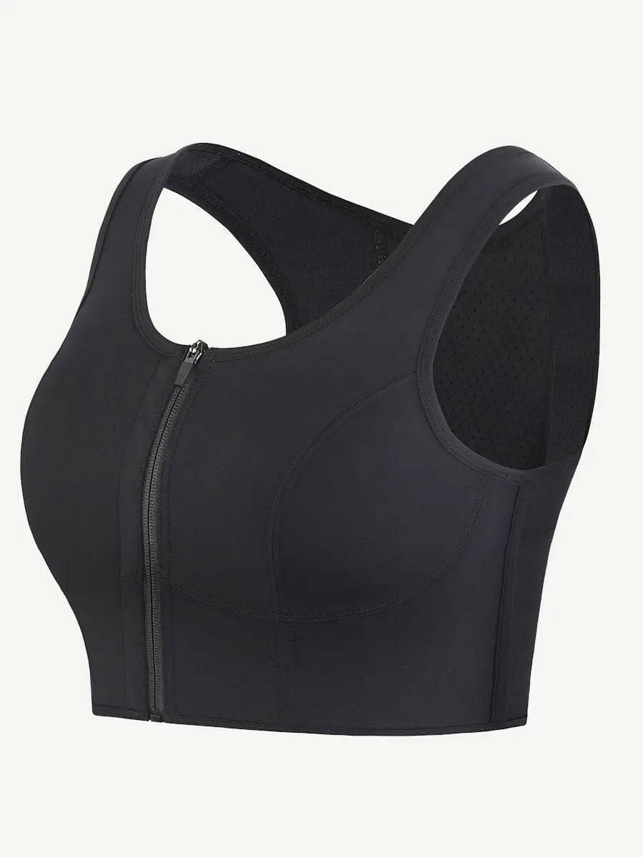 Zipper Sports Shockproof Bra Crop With Four steel Boning