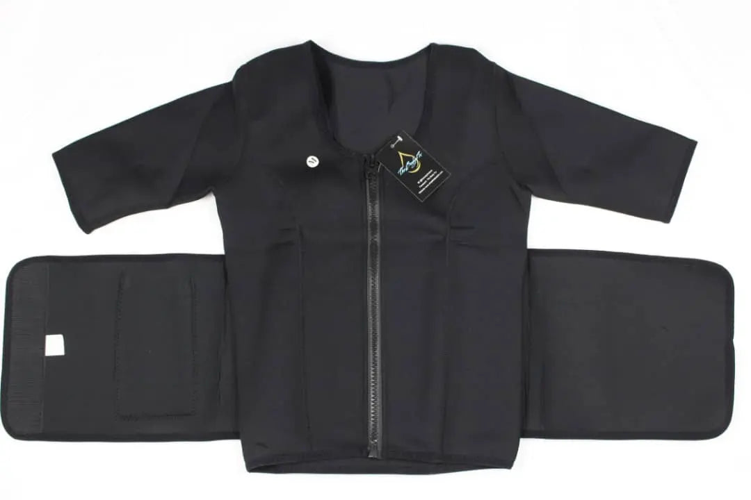 Black sauna suit top with sleeves.