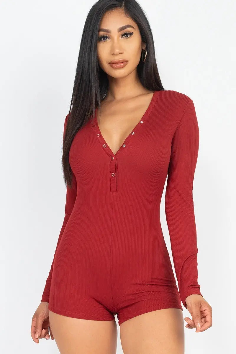 “ Brandie ” v neck onesie - THE BODY FIX
