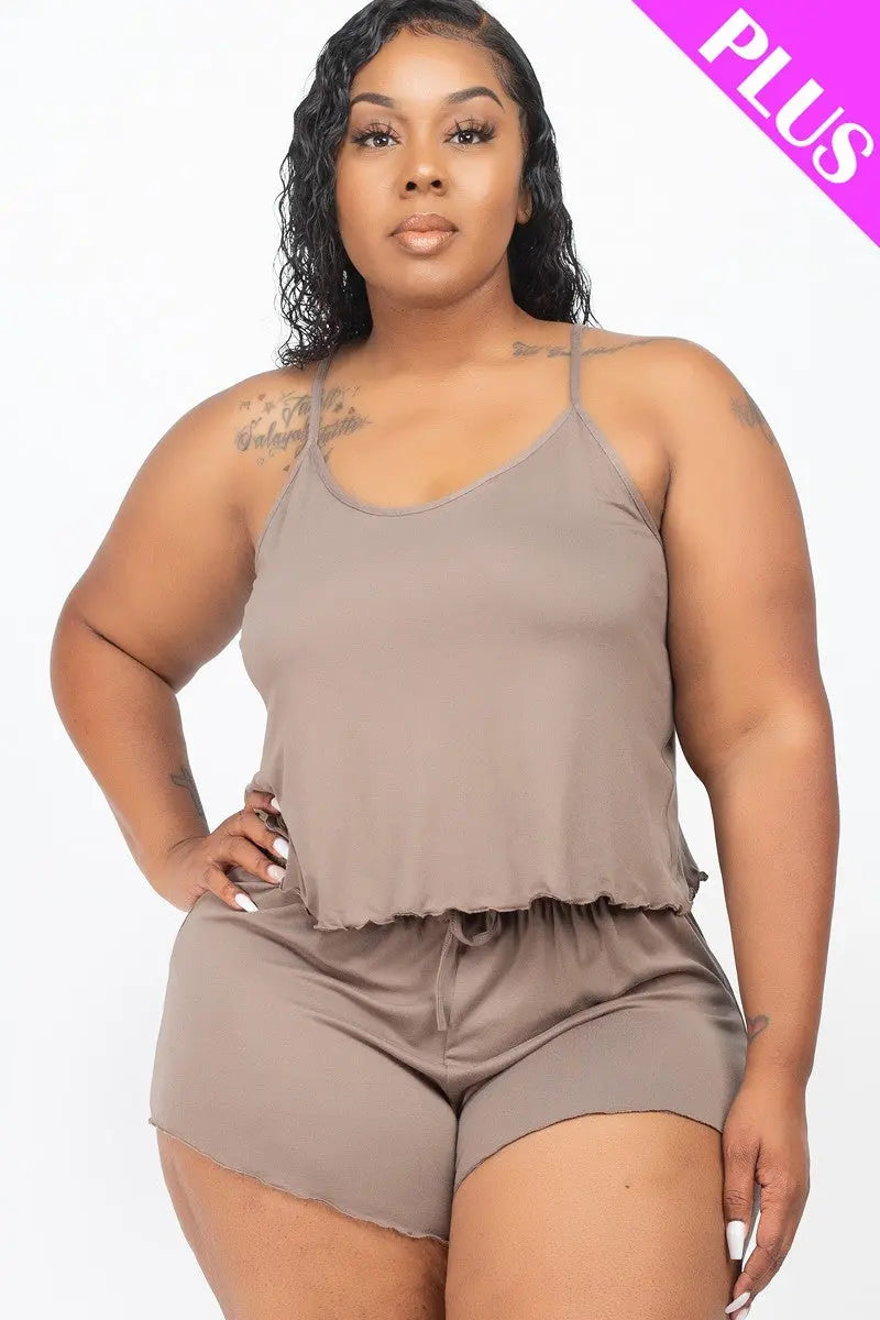 “Kyla” Plus Size Cami Top And Shorts Set - THE BODY FIX