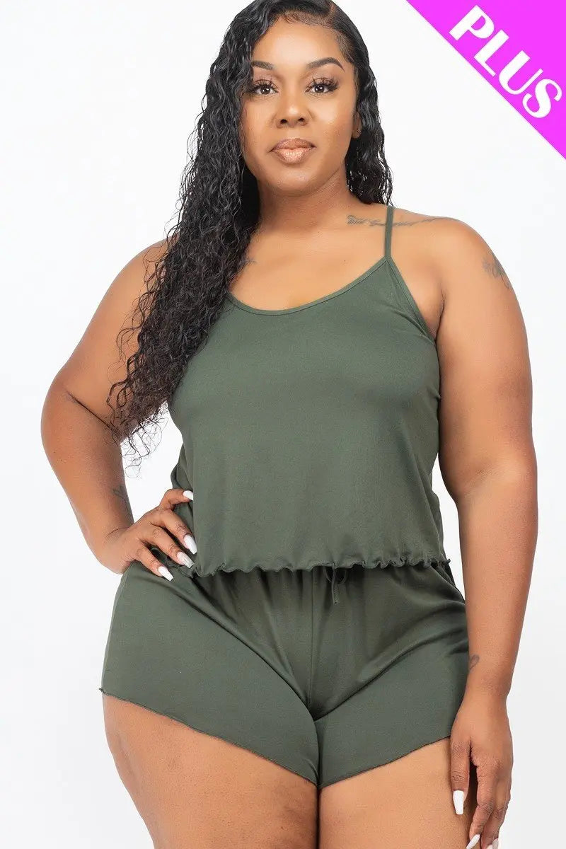 “Kyla” Plus Size Cami Top And Shorts Set - THE BODY FIX