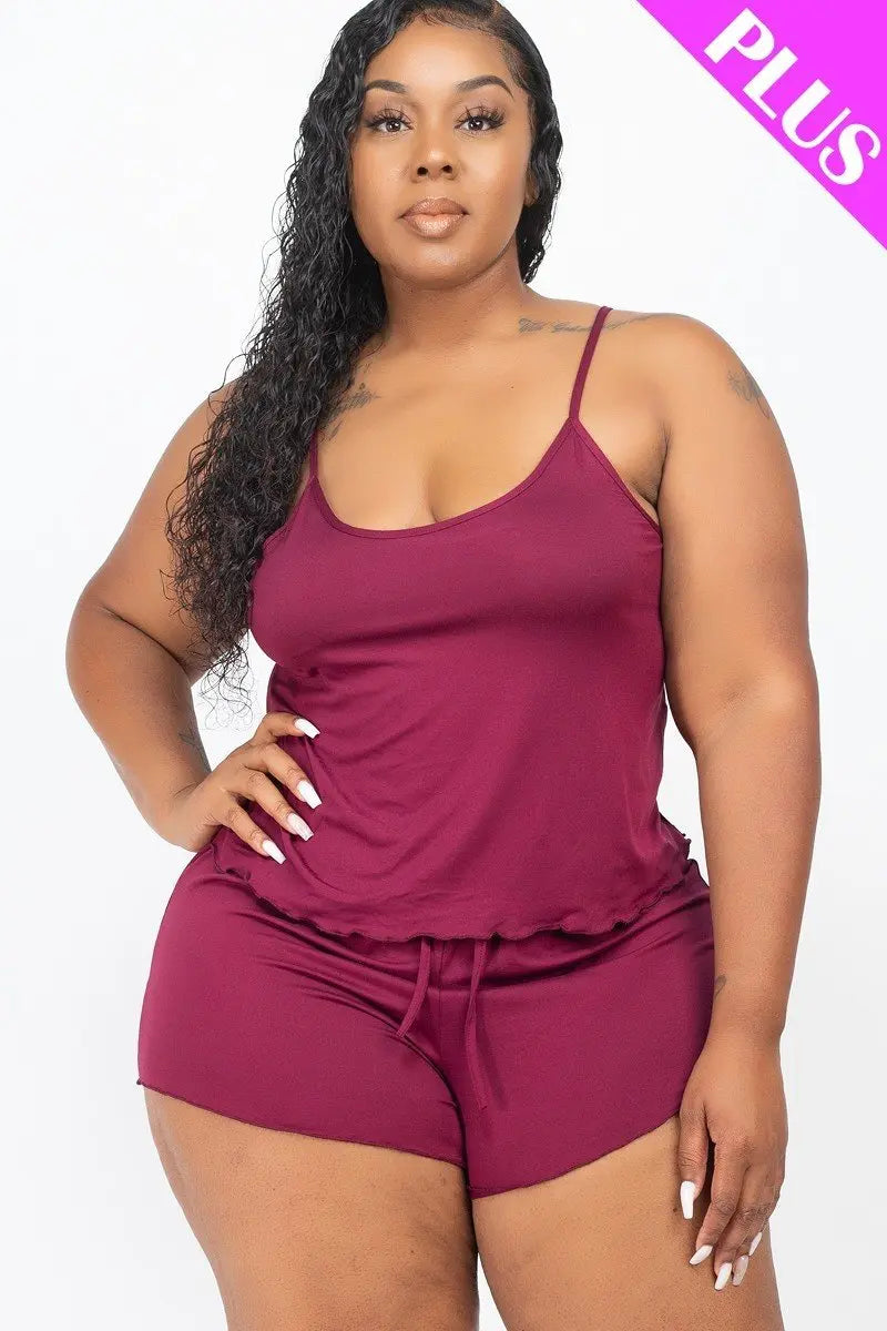 “Kyla” Plus Size Cami Top And Shorts Set - THE BODY FIX