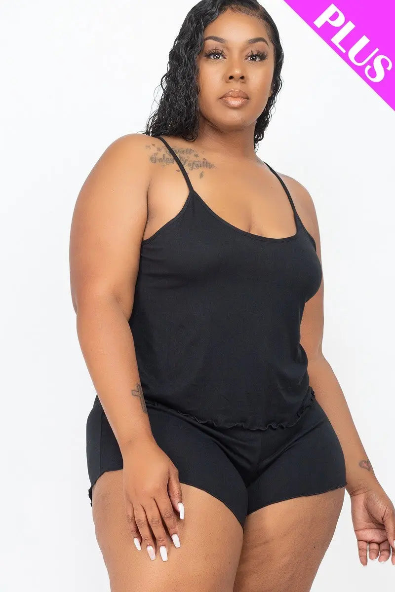 “Kyla” Plus Size Cami Top And Shorts Set - THE BODY FIX