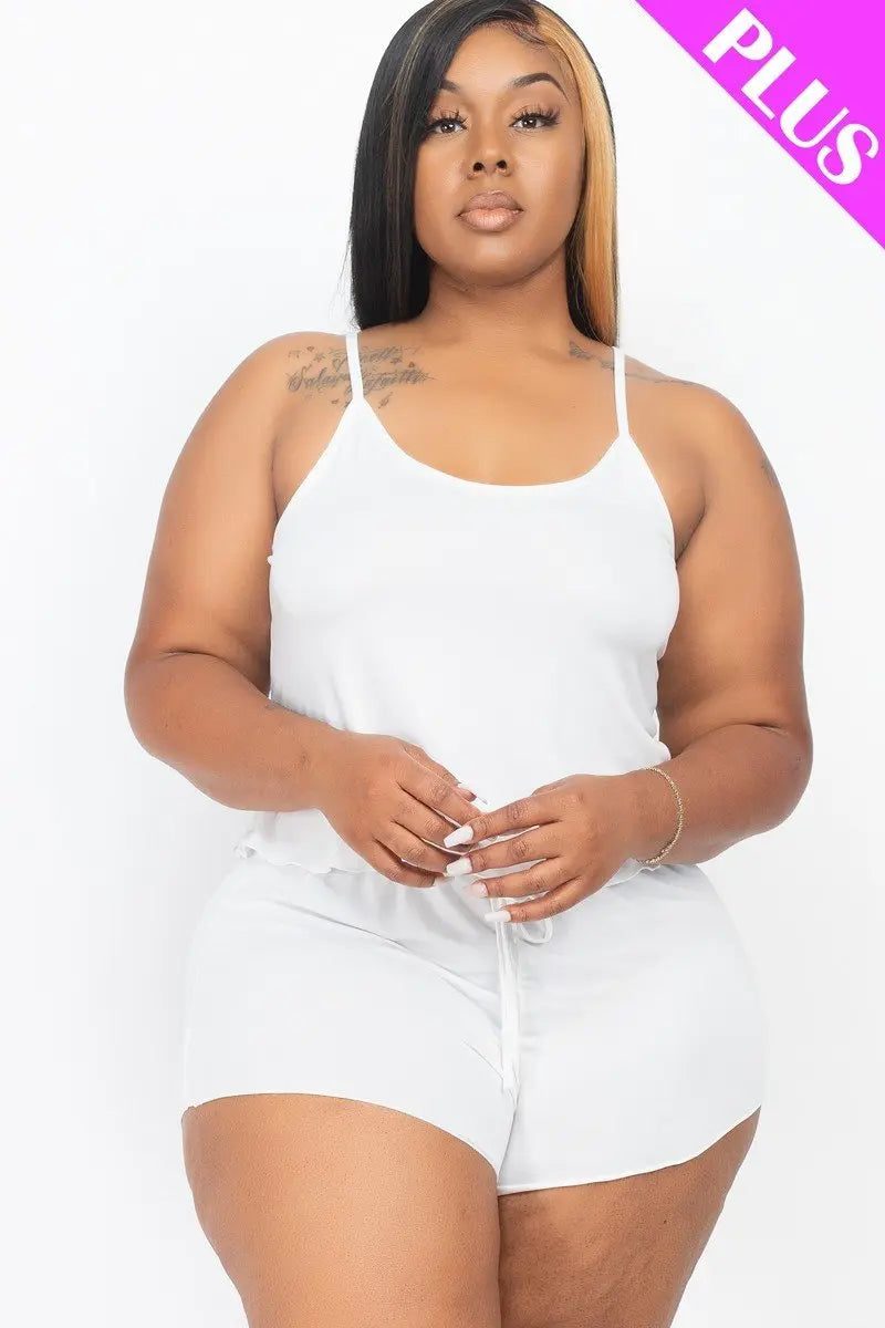 “Kyla” Plus Size Cami Top And Shorts Set - THE BODY FIX