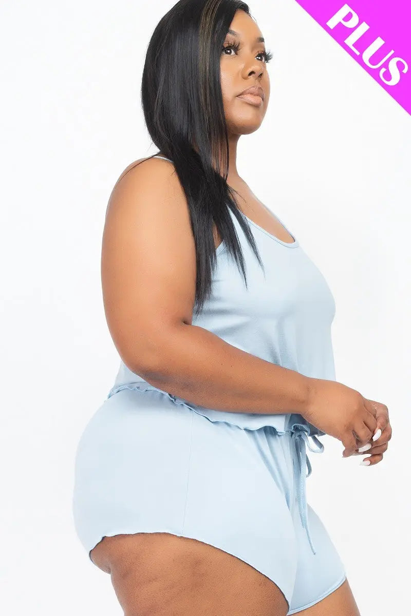 “Kyla” Plus Size Cami Top And Shorts Set - THE BODY FIX