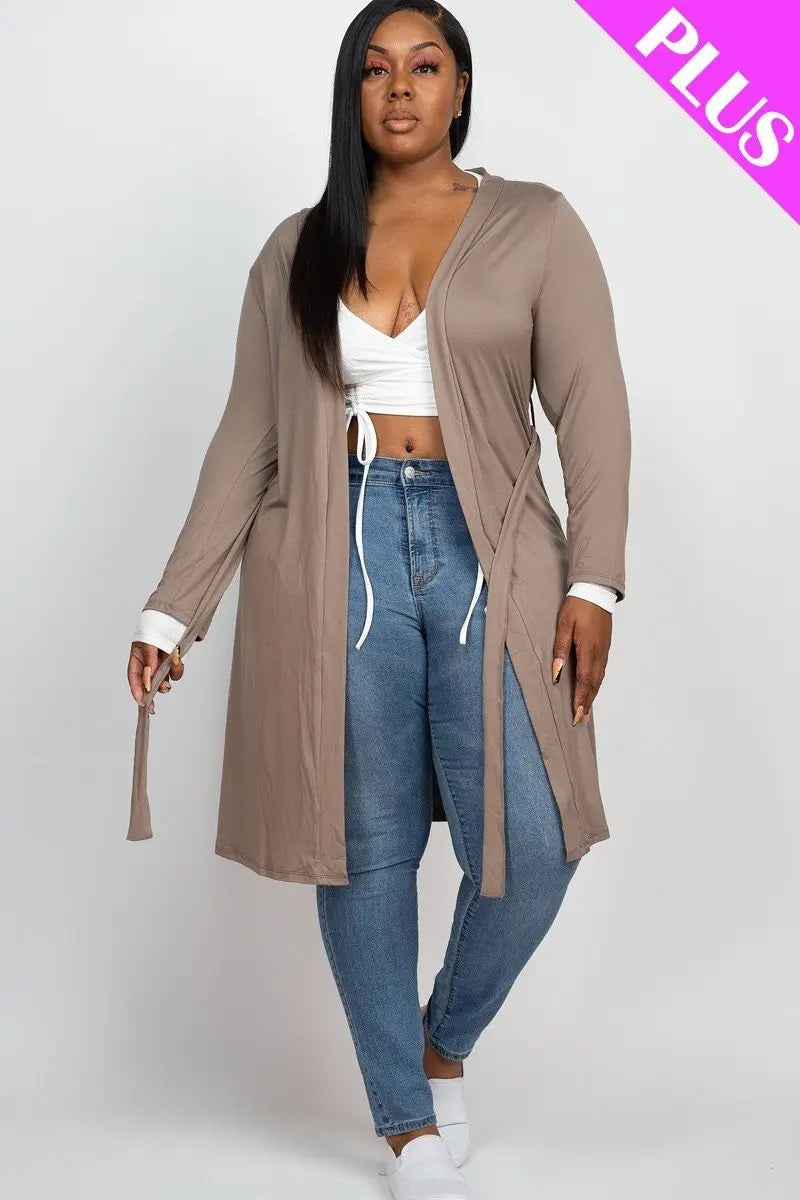 “ Marcia ” Sleeves Belted Cardigan - THE BODY FIX