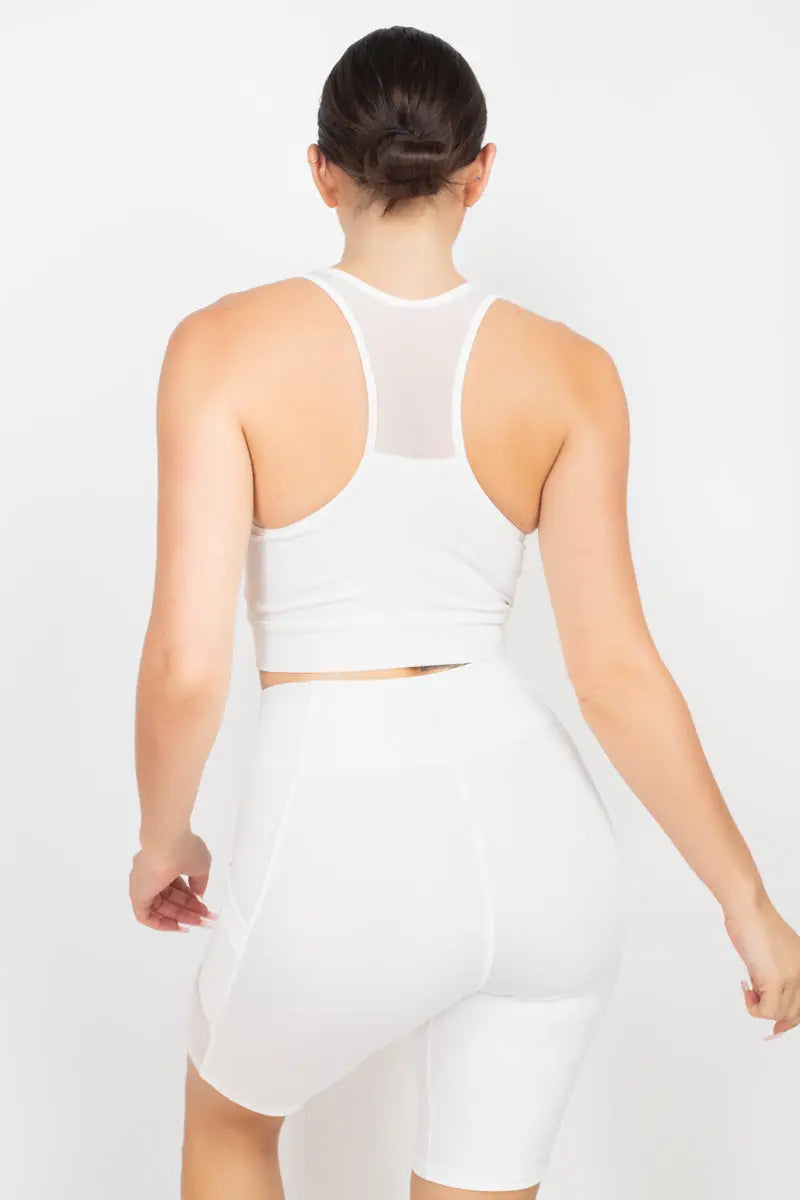 Racerback Mesh Top & Activewear Shorts Set - THE BODY FIX