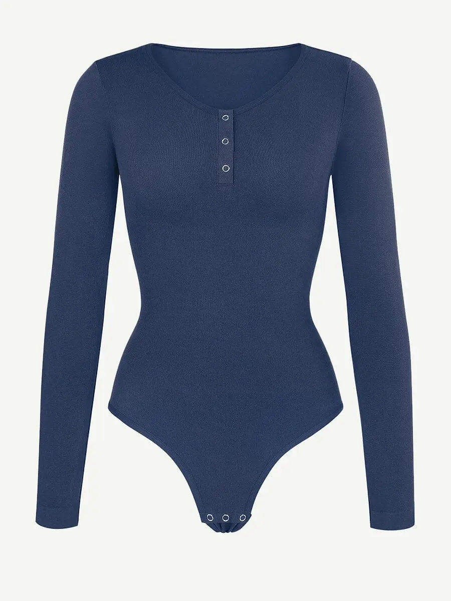 Wholesale Seamless Outer Long Sleeve Thong Bodysuit