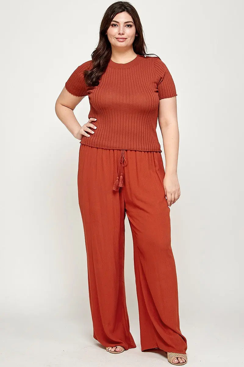Solid Full Length Wide Leg Palazzo Pants - THE BODY FIX