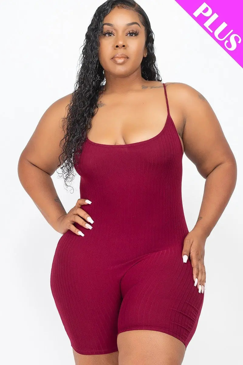 “ Tasha “ Plus Size Ribbed Bodycon Romper - THE BODY FIX