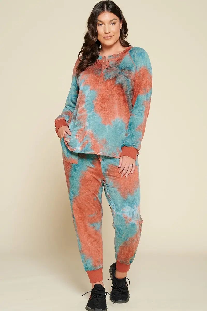 “ Terri “Tie-dye Printed French Terry Knit Loungewear Sets - THE BODY FIX