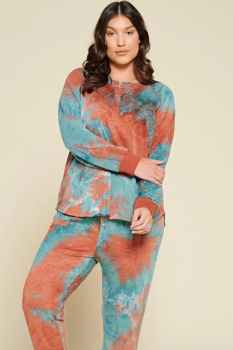 “ Terri “Tie-dye Printed French Terry Knit Loungewear Sets - THE BODY FIX