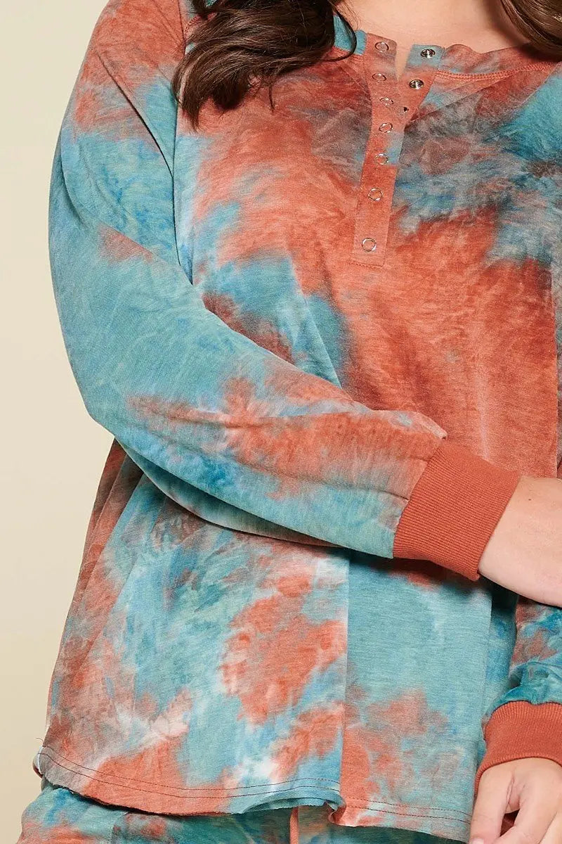 “ Terri “Tie-dye Printed French Terry Knit Loungewear Sets - THE BODY FIX