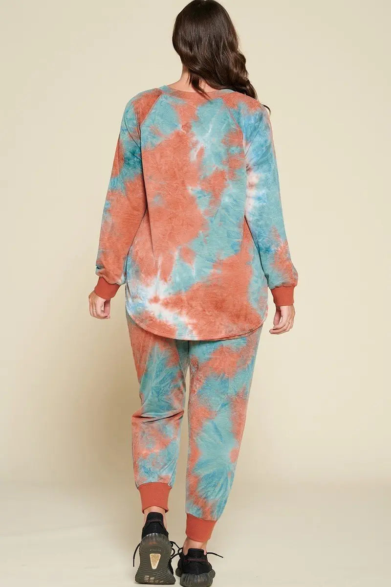 “ Terri “Tie-dye Printed French Terry Knit Loungewear Sets - THE BODY FIX