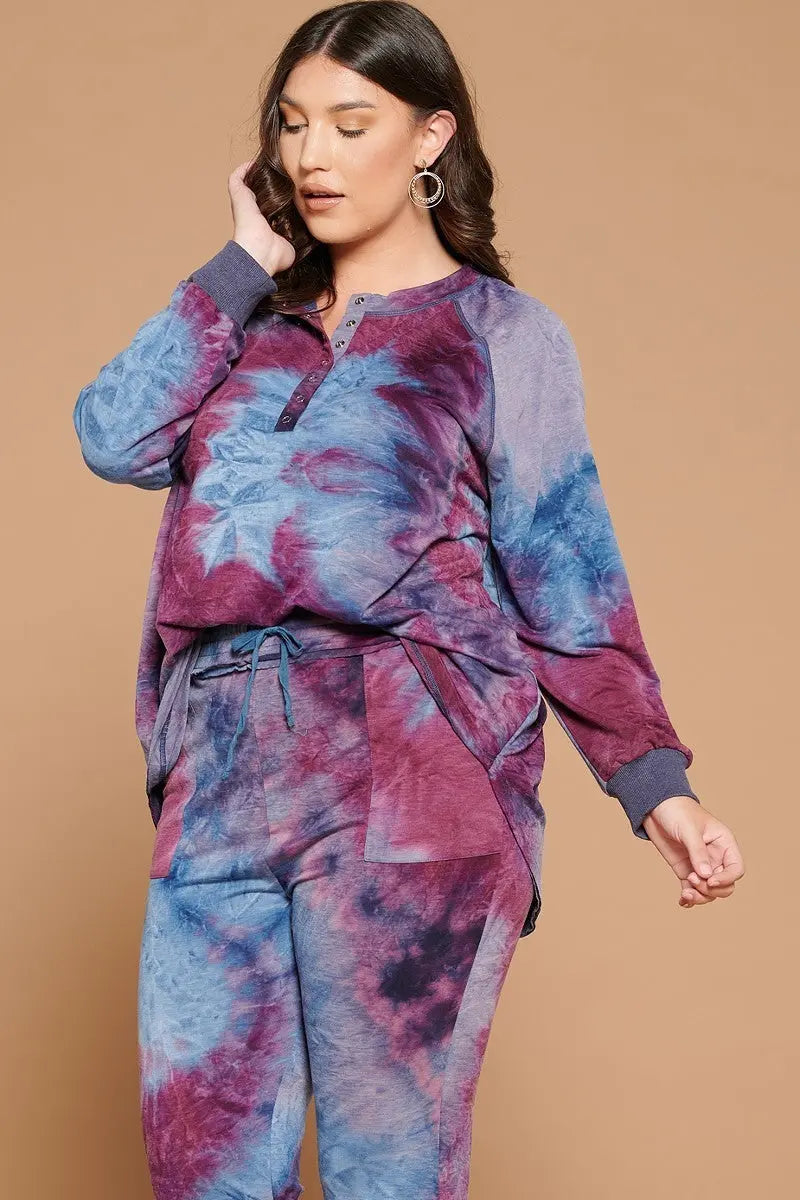 “ Terri “Tie-dye Printed French Terry Knit Loungewear Sets - THE BODY FIX