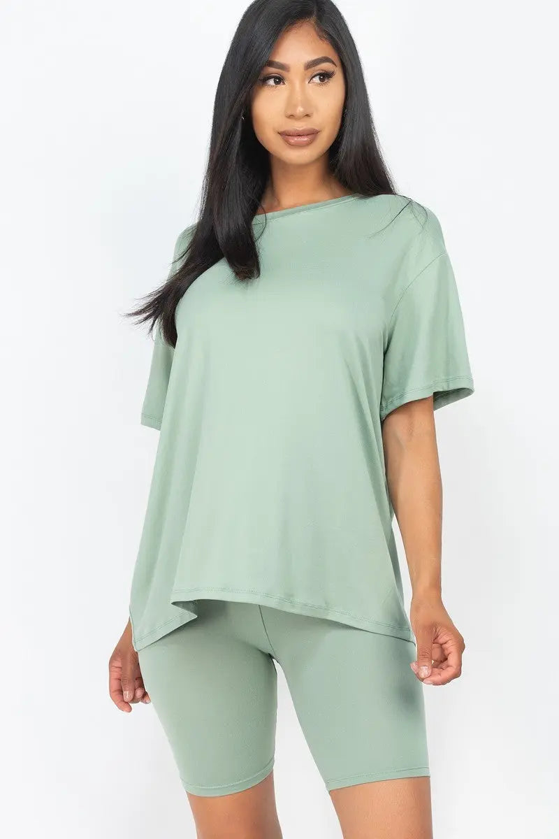 “ Tyesha  “Loose Fit Top And Bike Shorts Set - THE BODY FIX