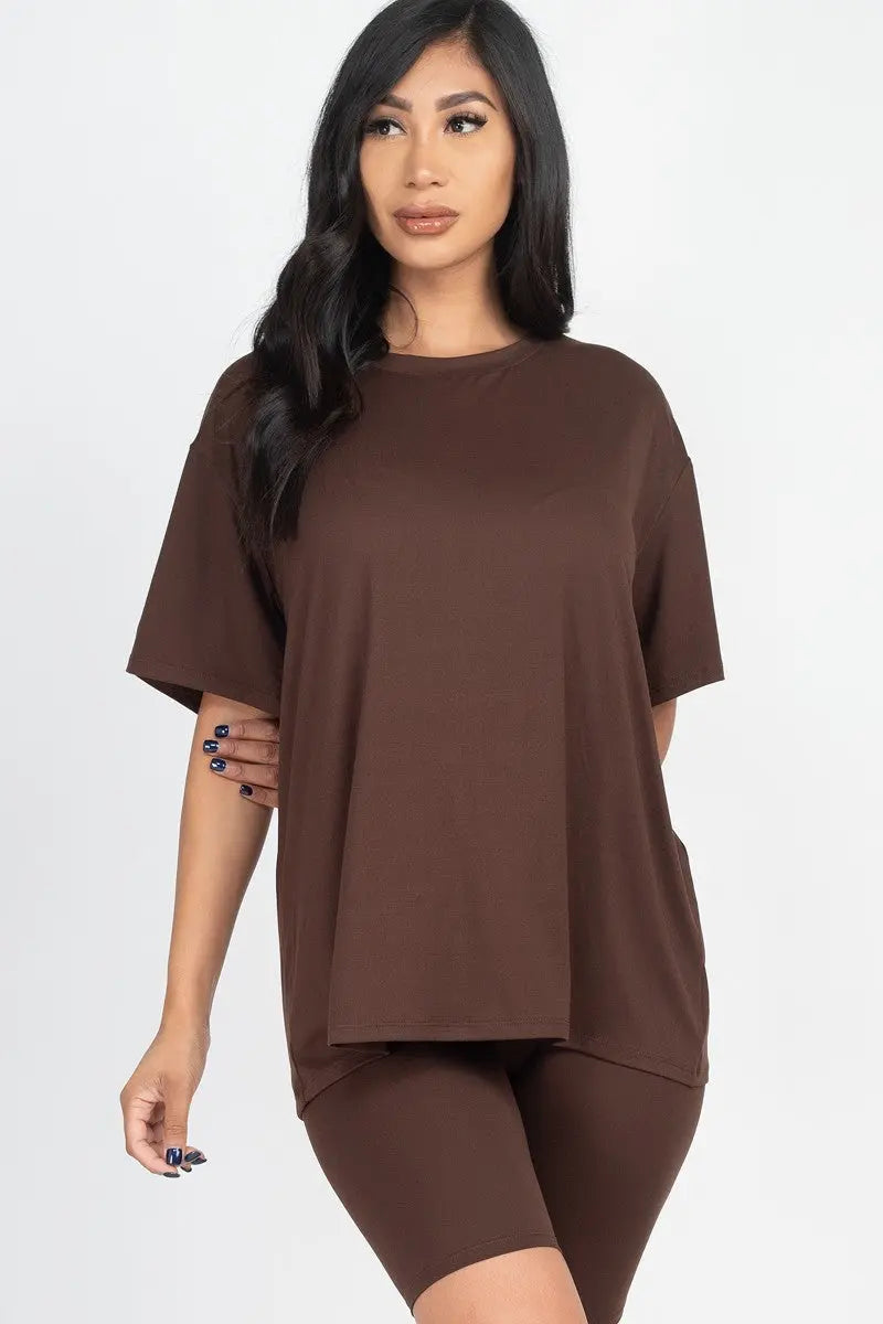“ Tyesha  “Loose Fit Top And Bike Shorts Set - THE BODY FIX