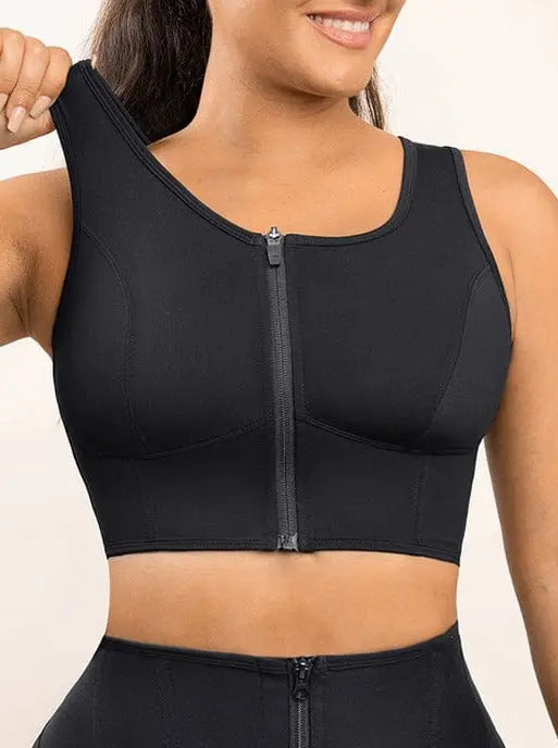 Zipper Sports Shockproof Bra Crop With Four steel Boning