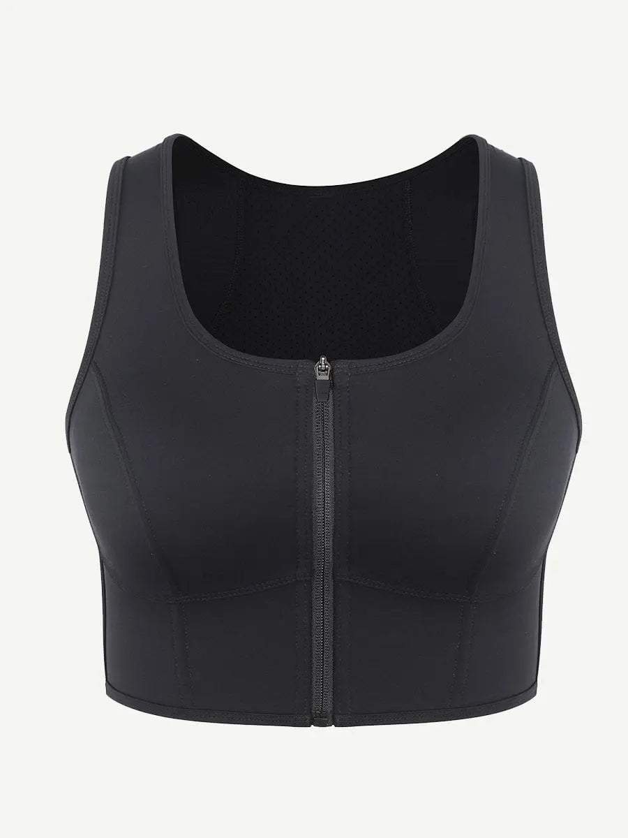 Zipper Sports Shockproof Bra Crop With Four steel Boning
