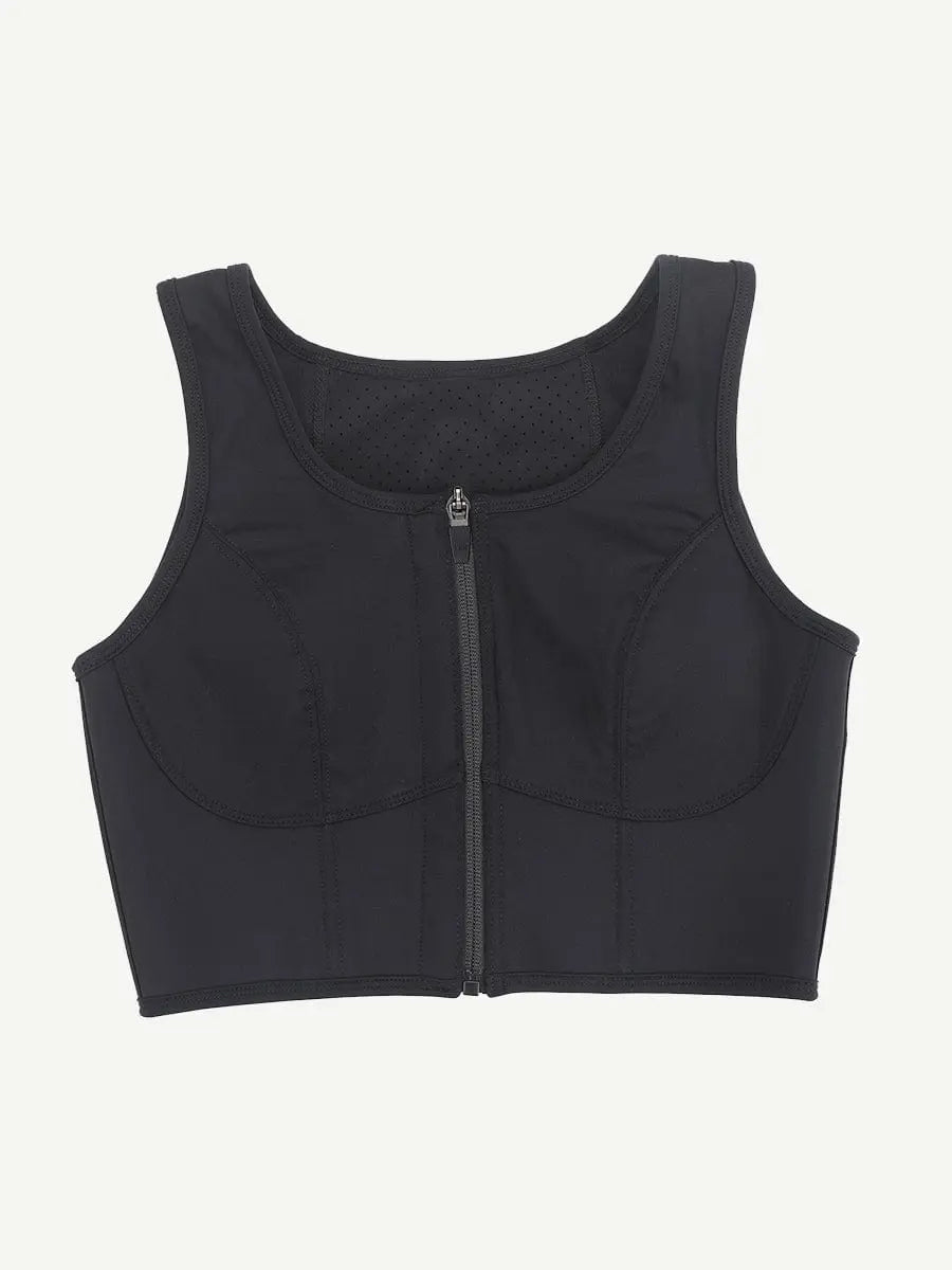Zipper Sports Shockproof Bra Crop With Four steel Boning